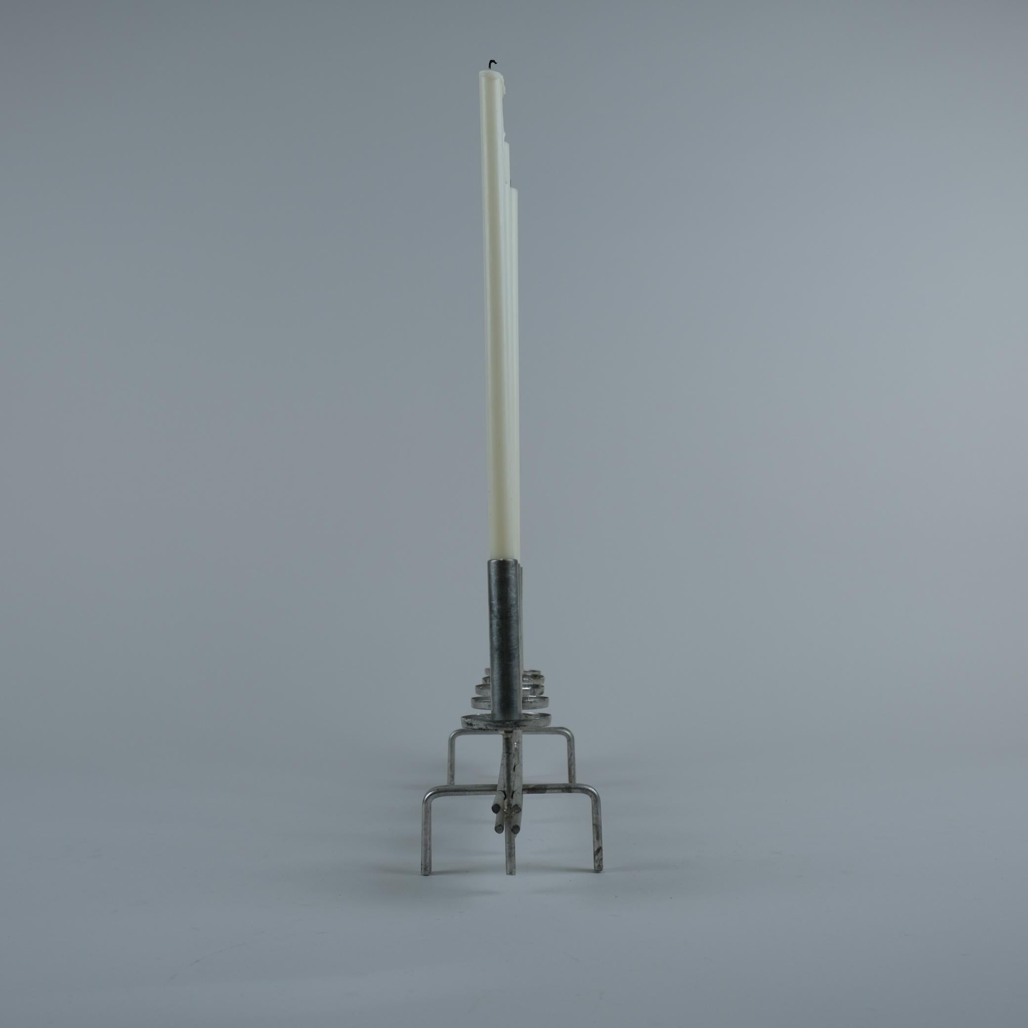 Metal Minimalistic Handmade Paavo Tynell Tin Candelabra, 1960s For Sale