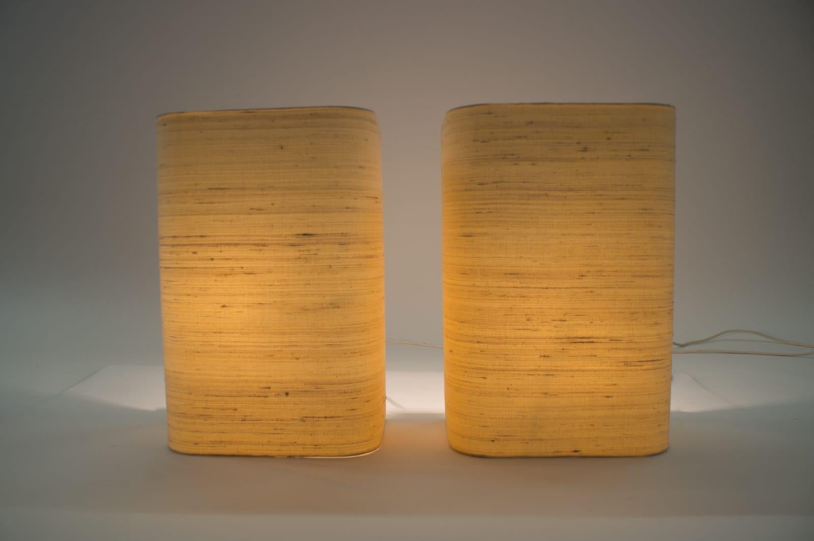 Minimalistic Huge Fabric Lampshade Wall Lamps from Staff Leuchten, 1960s In Good Condition For Sale In Nürnberg, Bayern