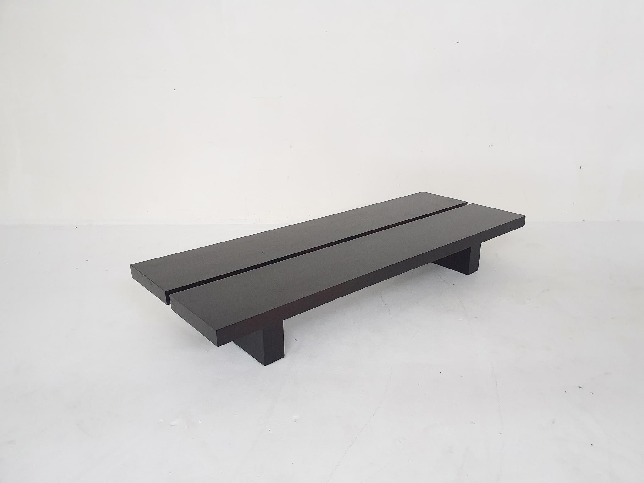 Wood Minimalistic Japandi Bench or Coffee Table, the Netherlands, 1970s For Sale