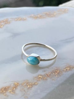 Minimalistic Larimar silver ring, tiny Larimar silver ring