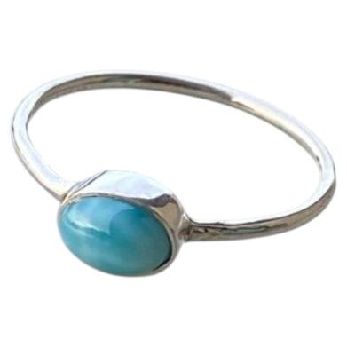 Minimalistic Larimar silver ring, tiny Larimar silver ring For Sale