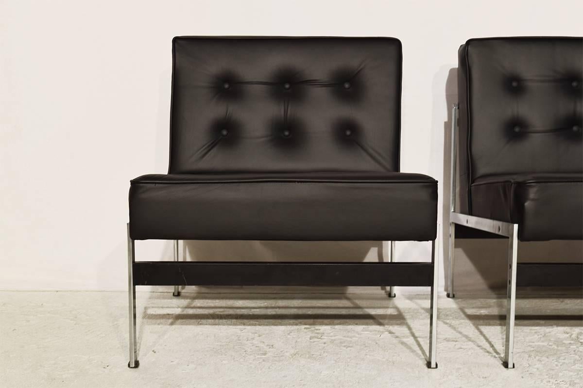 Mid-Century Modern Minimalistic Leather Lounge Set '020' by Kho Liang Ie for Artifort, 1950s For Sale