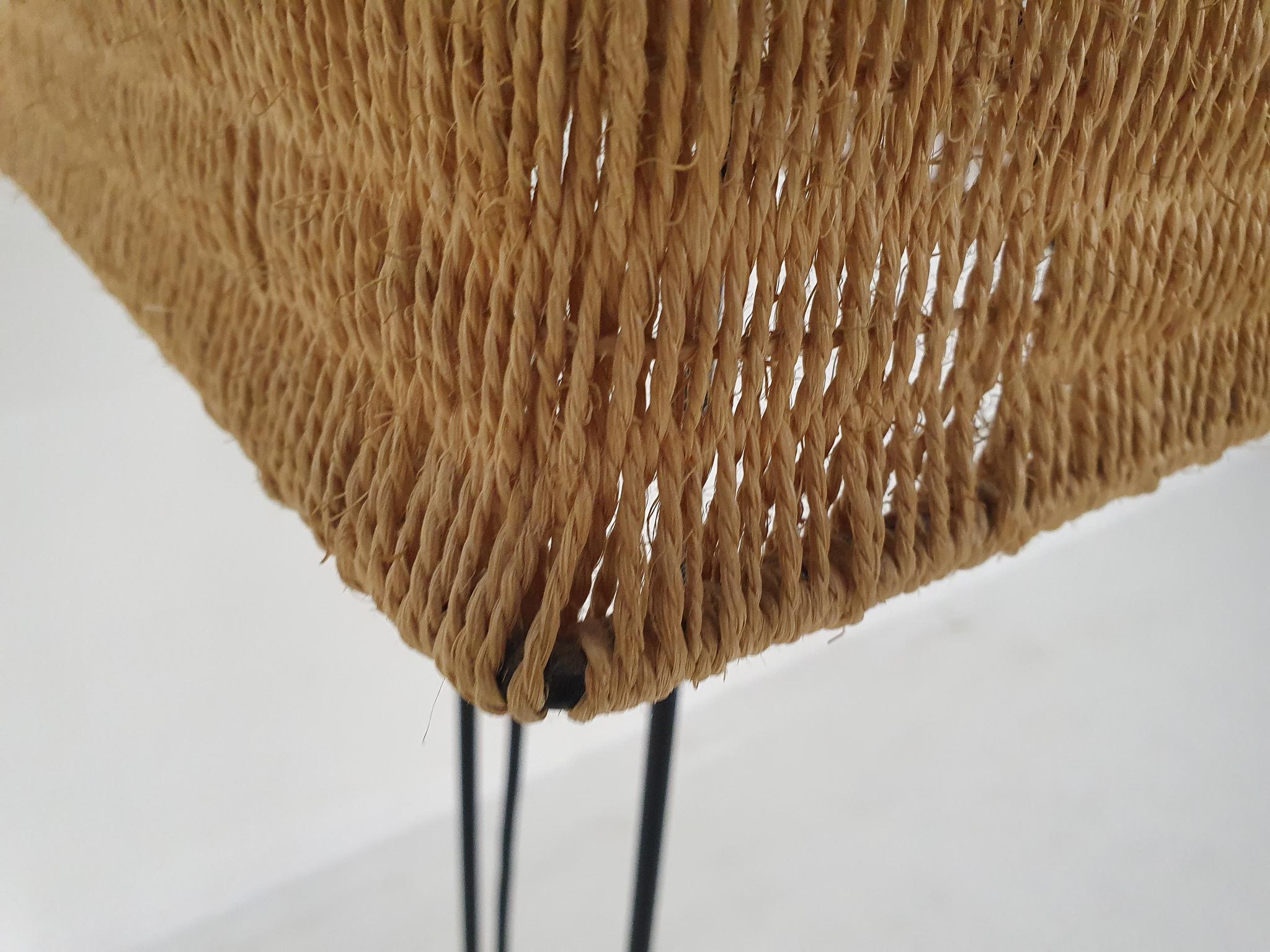 Minimalistic Metal and Sisal Floor Lamp Attrb. Ib Fabiansen, Denmark 1950's For Sale 2