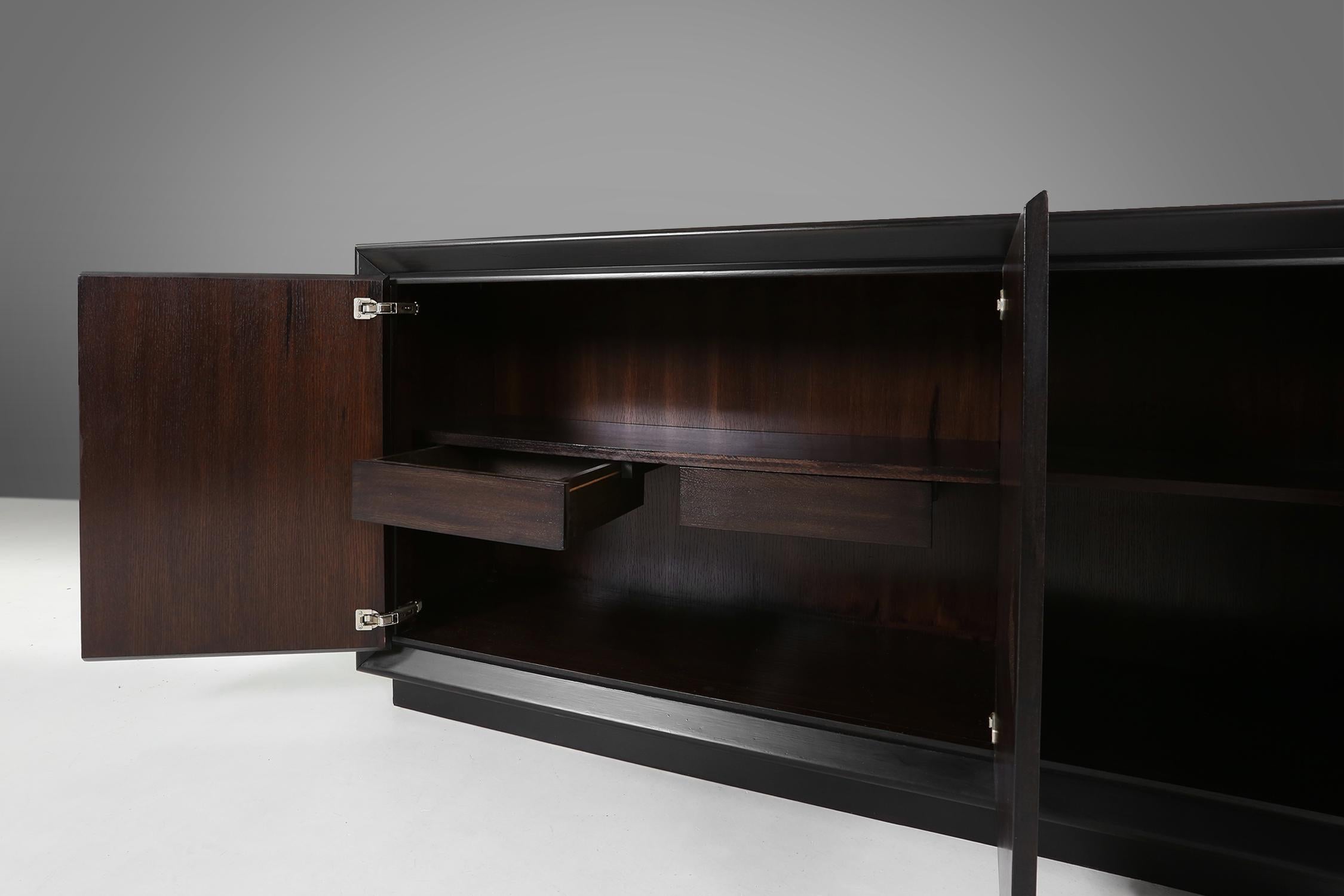Minimalistic mid-century black lacquered sideboard, Belgium, 1960s For Sale 2