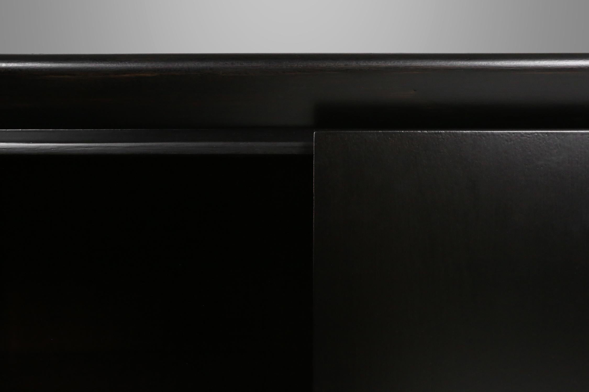Minimalistic mid-century black lacquered sideboard, Belgium, 1960s For Sale 6