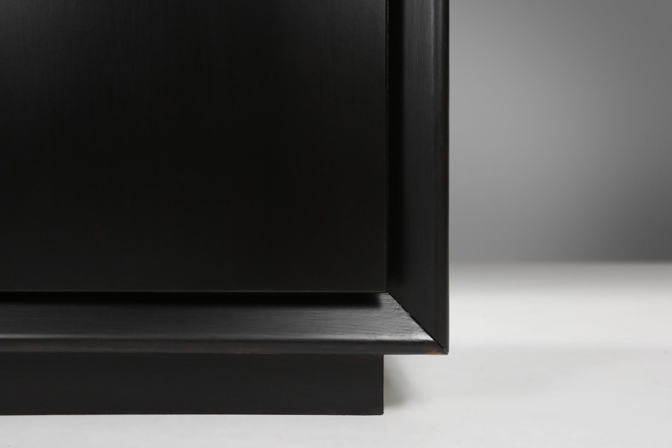 Minimalistic mid-century black lacquered sideboard, Belgium, 1960s For Sale 7