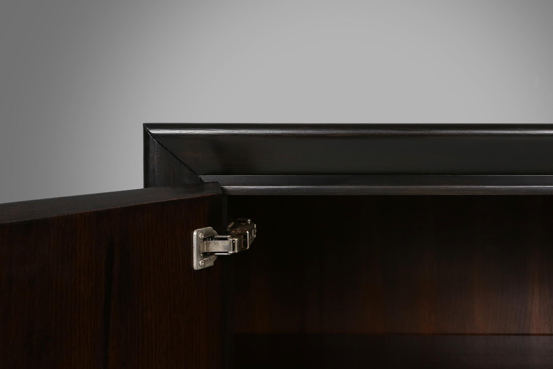 Mid-20th Century Minimalistic mid-century black lacquered sideboard, Belgium, 1960s For Sale