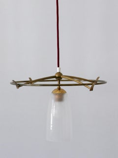 Minimalistic Mid-Century Modern Brass & Glass UFO Pendant Lamp Germany, 1950s