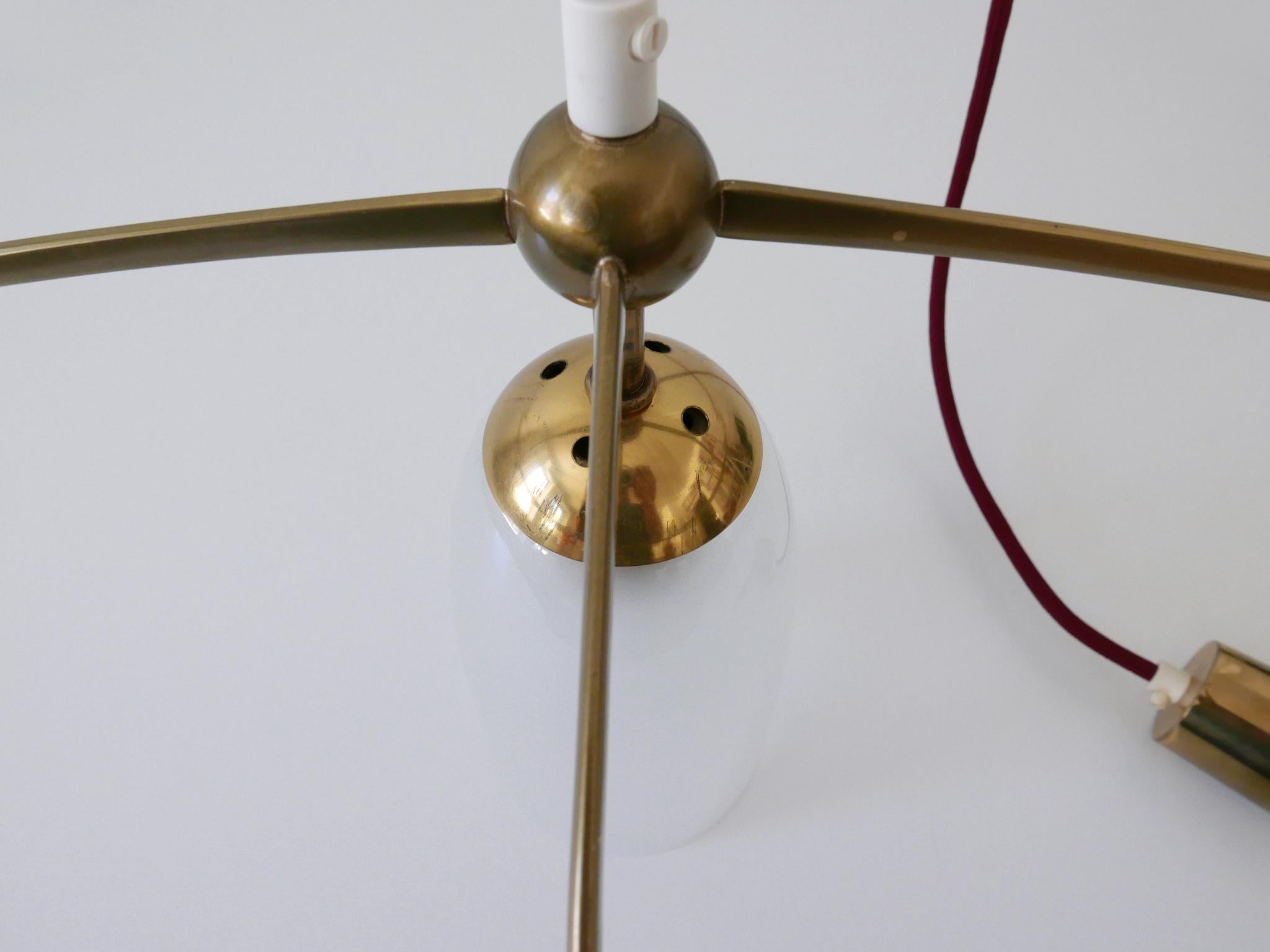 Minimalistic Mid-Century Modern Brass & Glass UFO Pendant Lamp Germany, 1950s For Sale 16