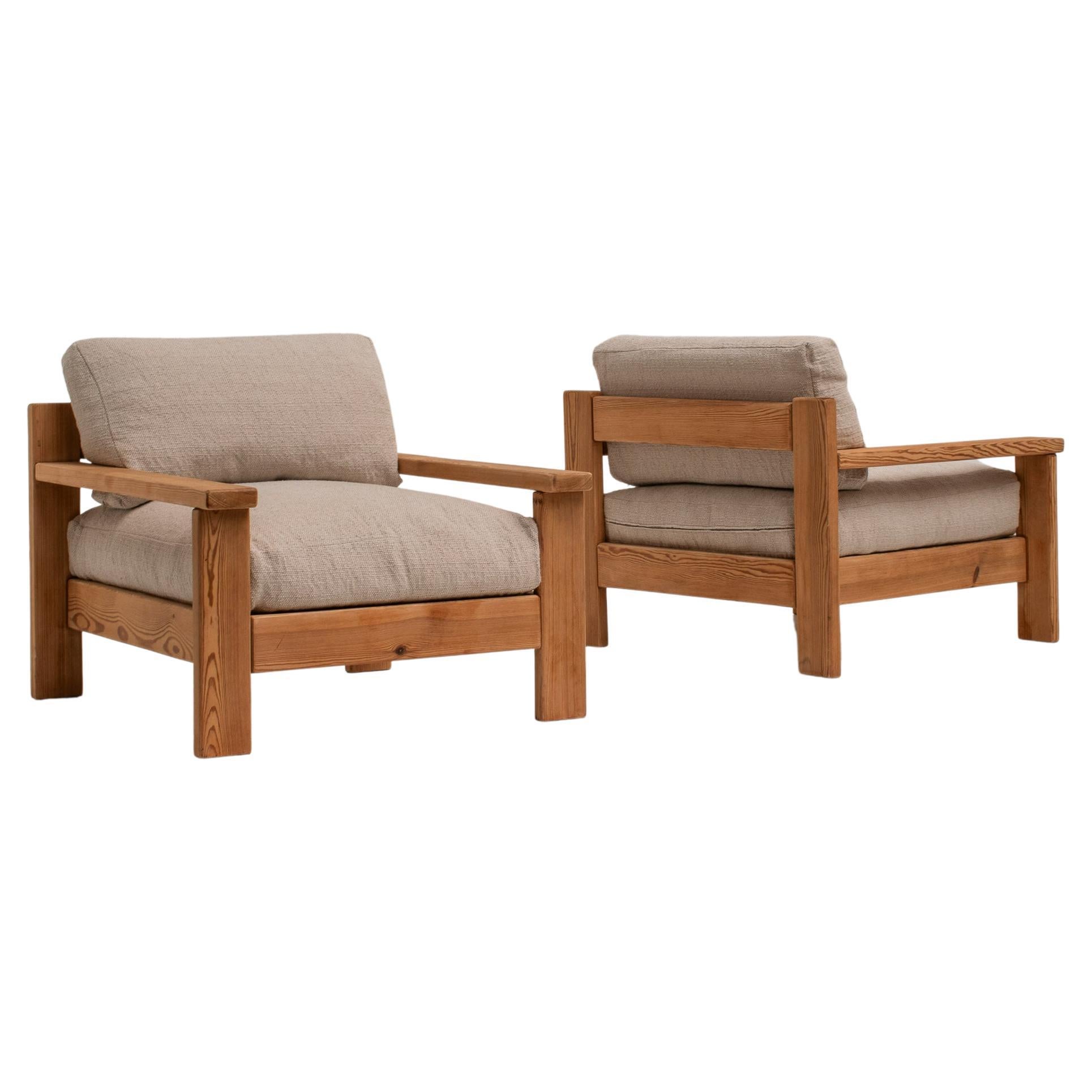 Minimalistic Mid-century Modern Lounge Chairs in Natural Wood, Italy, 1970s For Sale