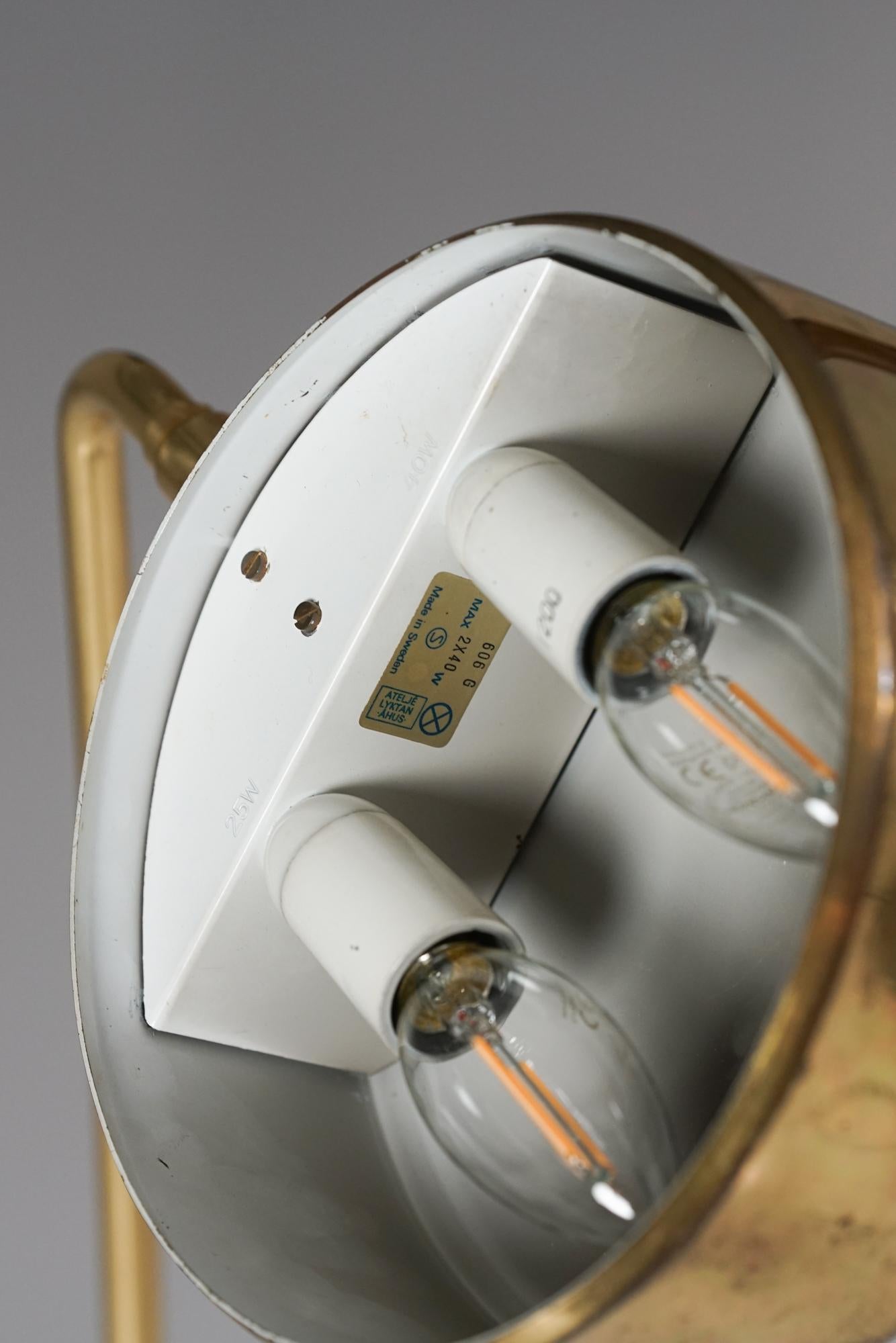 Brass Minimalistic Model Olympia Floor Lamp, Anders Pehrson, Ateljé Lyktan, 1970s For Sale