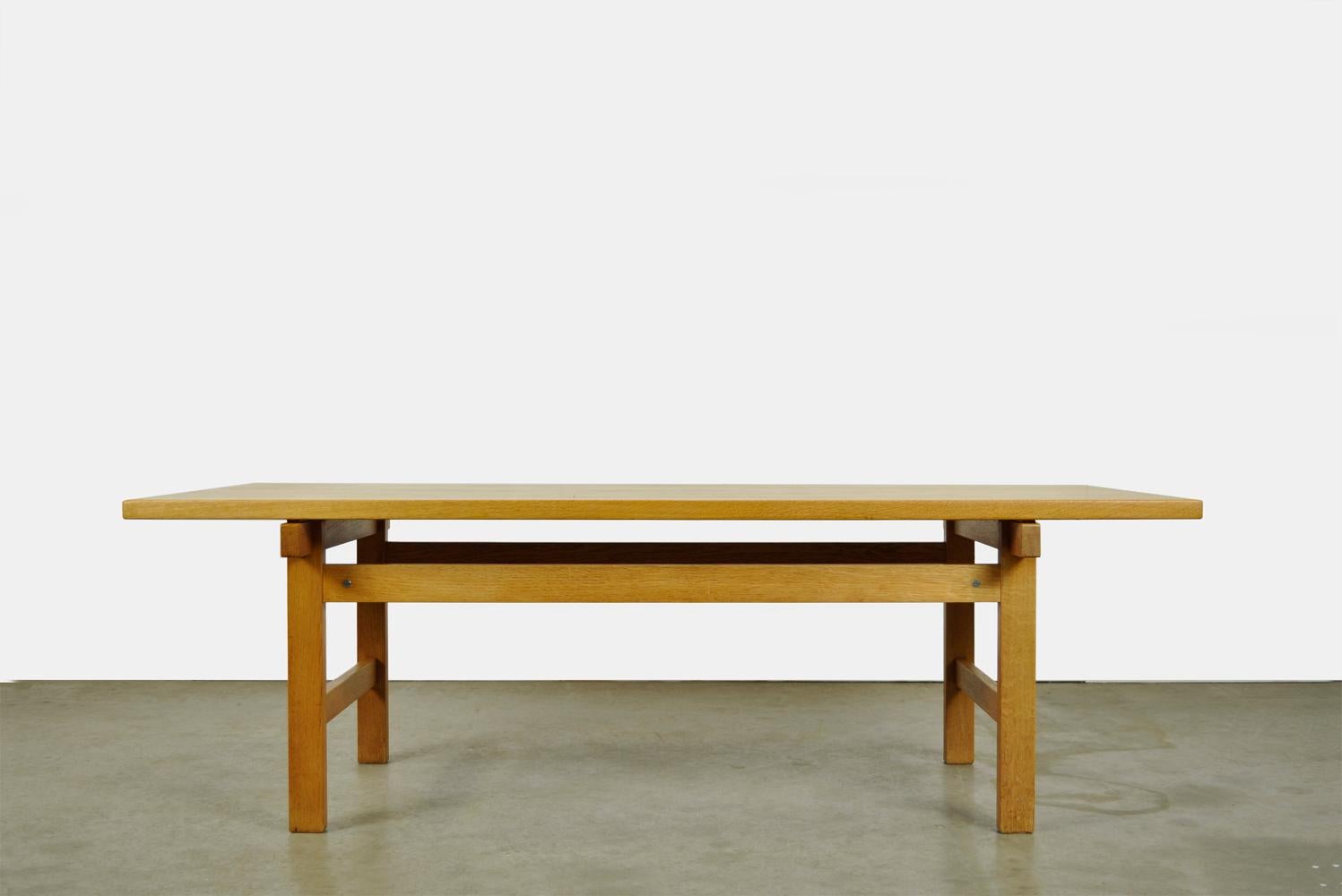Scandinavian Modern Minimalistic Oak Coffee Table in Japandi Style by Hans J Wegner for Andres Tuck