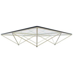 Minimalistic Paolo Piva 'Alanda' White Glass Coffee Table for B&B Italia, 1980s