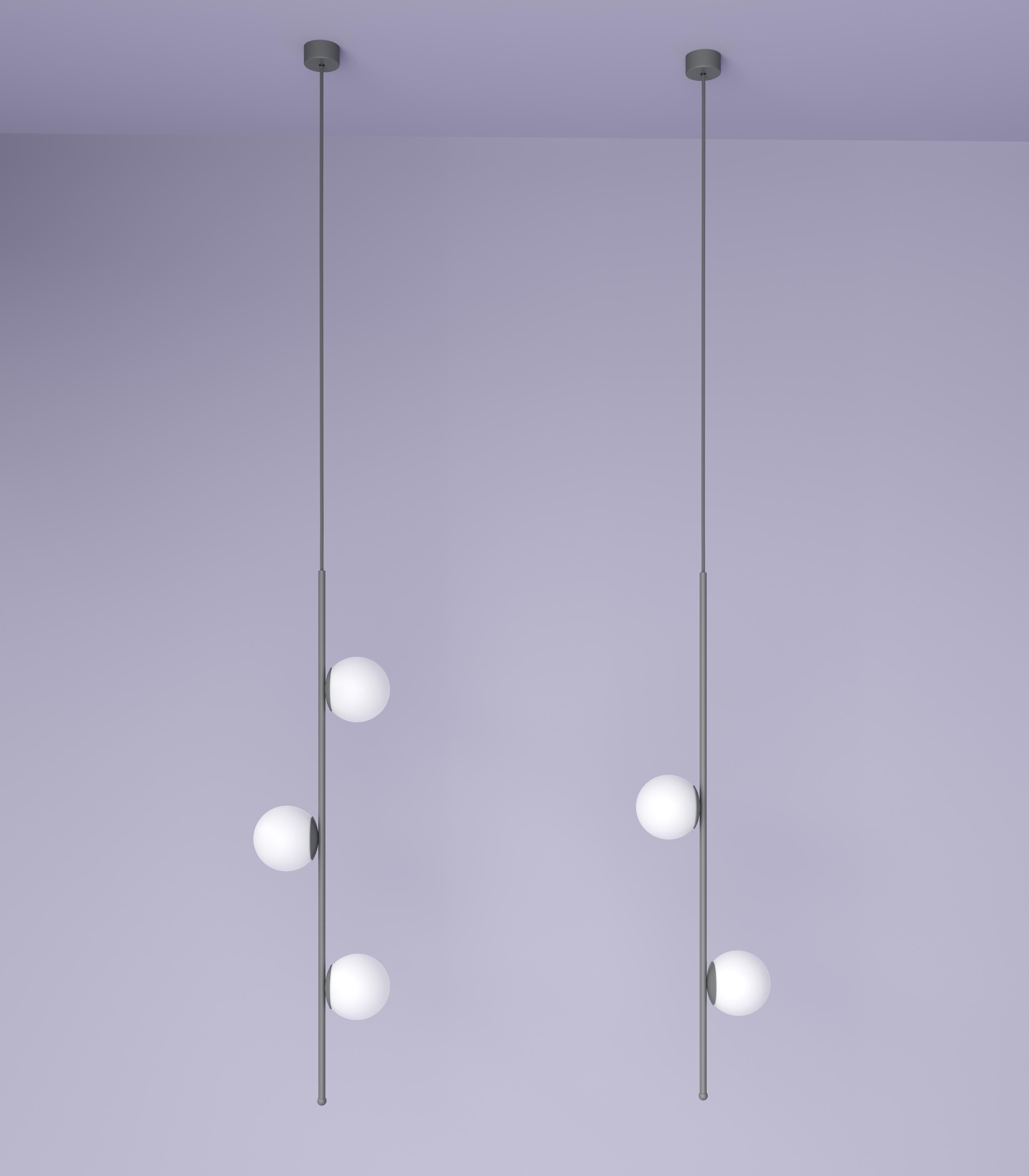 Lampe suspendue scandinave moderne, éclairage en acier, sphère en verre, édition en vente 5