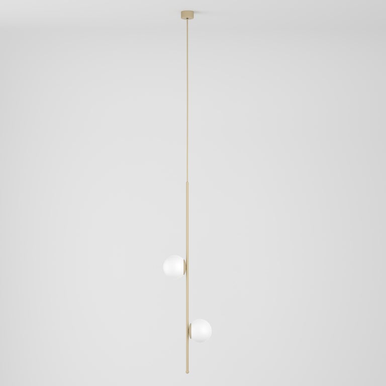 Image showcasing Scandinavian Pendant Lamp “Bubble”, Modern Steel Lighting, Glass Sphere ...