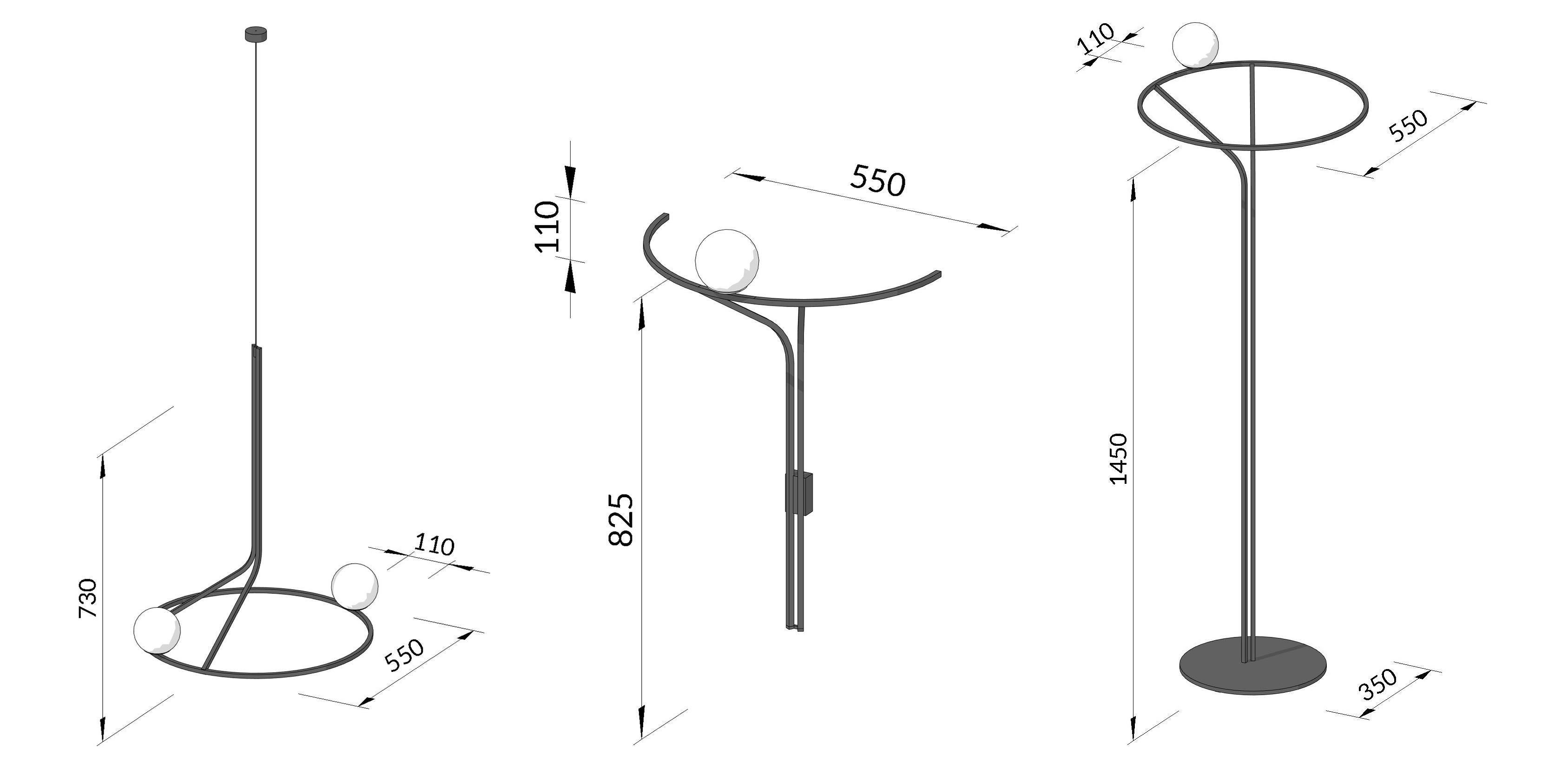 Lampe suspendue contemporaine minimaliste Na Linii, Pair Set verre opale en vente 5