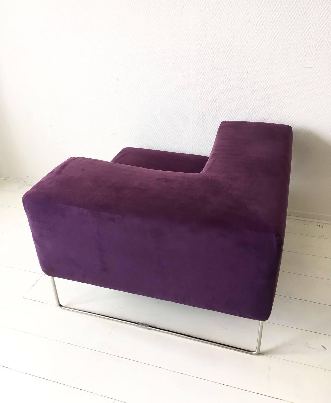 Dyed Minimalistic Purple Suede Chairs by Patricia Urquiola for Moroso For Sale