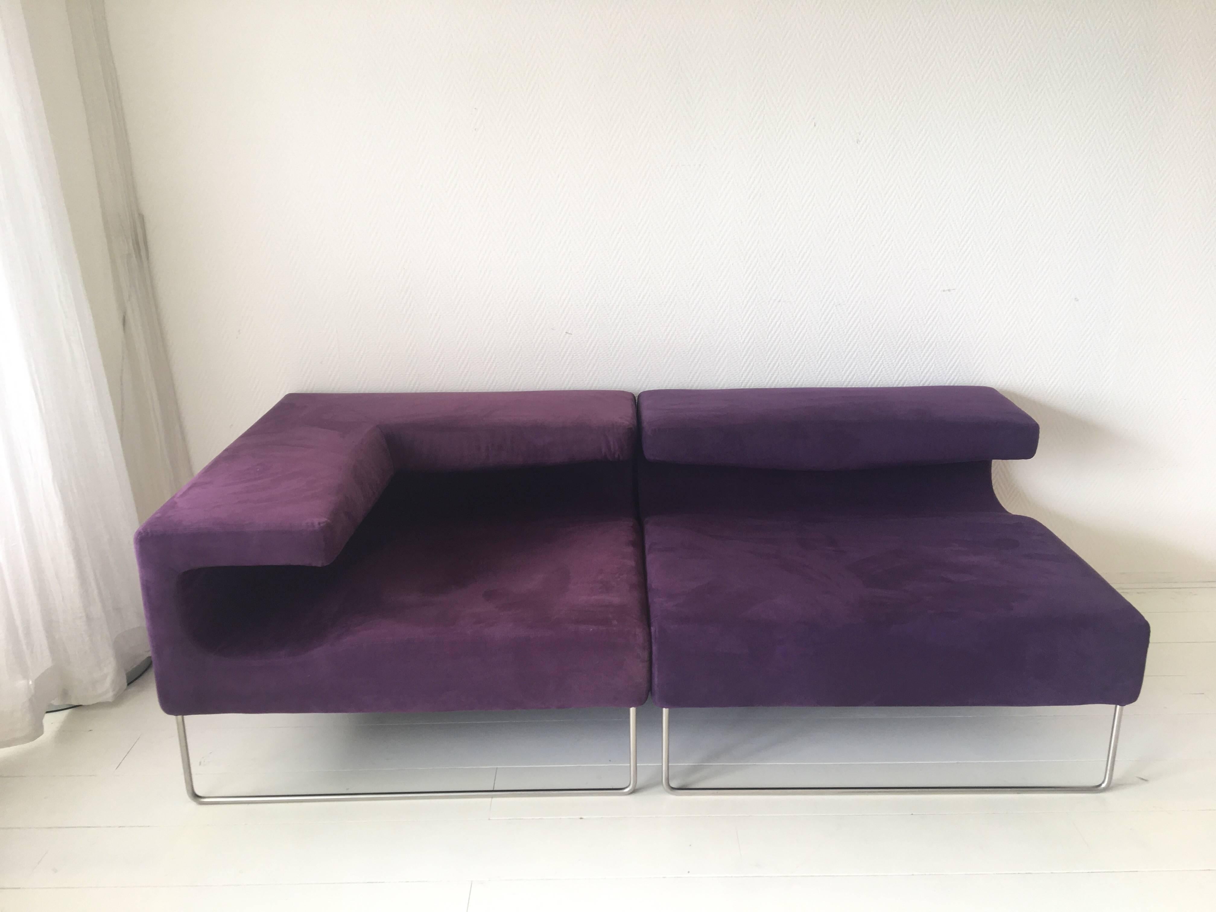 Contemporary Minimalistic Purple Suede Chairs by Patricia Urquiola for Moroso For Sale