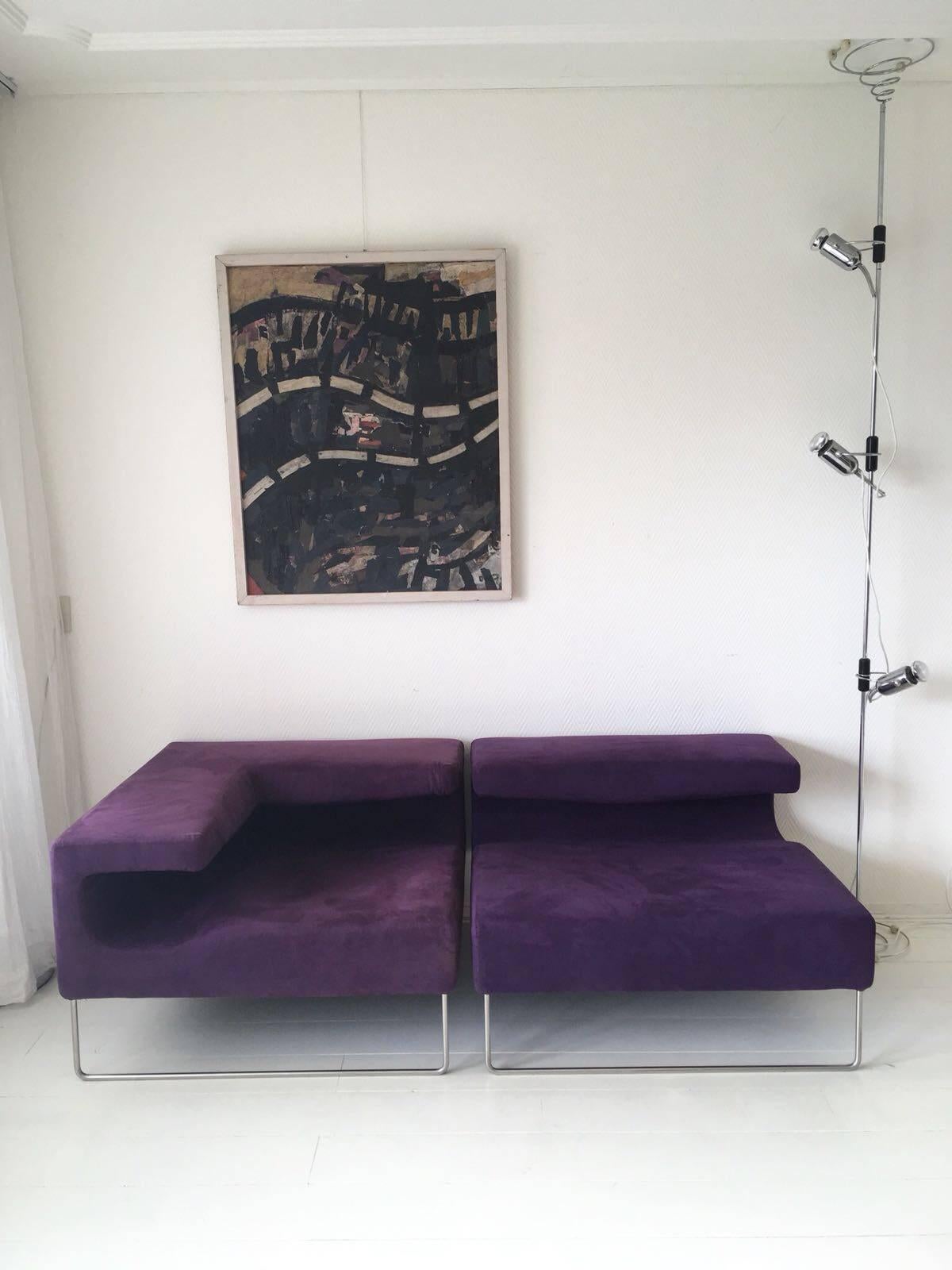 Minimalistic Purple Suede Chairs by Patricia Urquiola for Moroso For Sale 1
