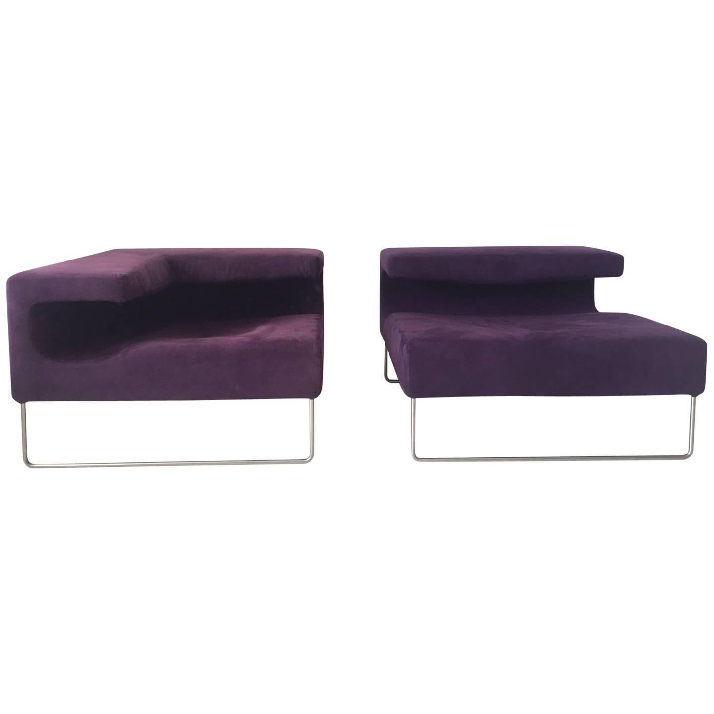 Minimalistic Purple Suede Chairs by Patricia Urquiola for Moroso For Sale