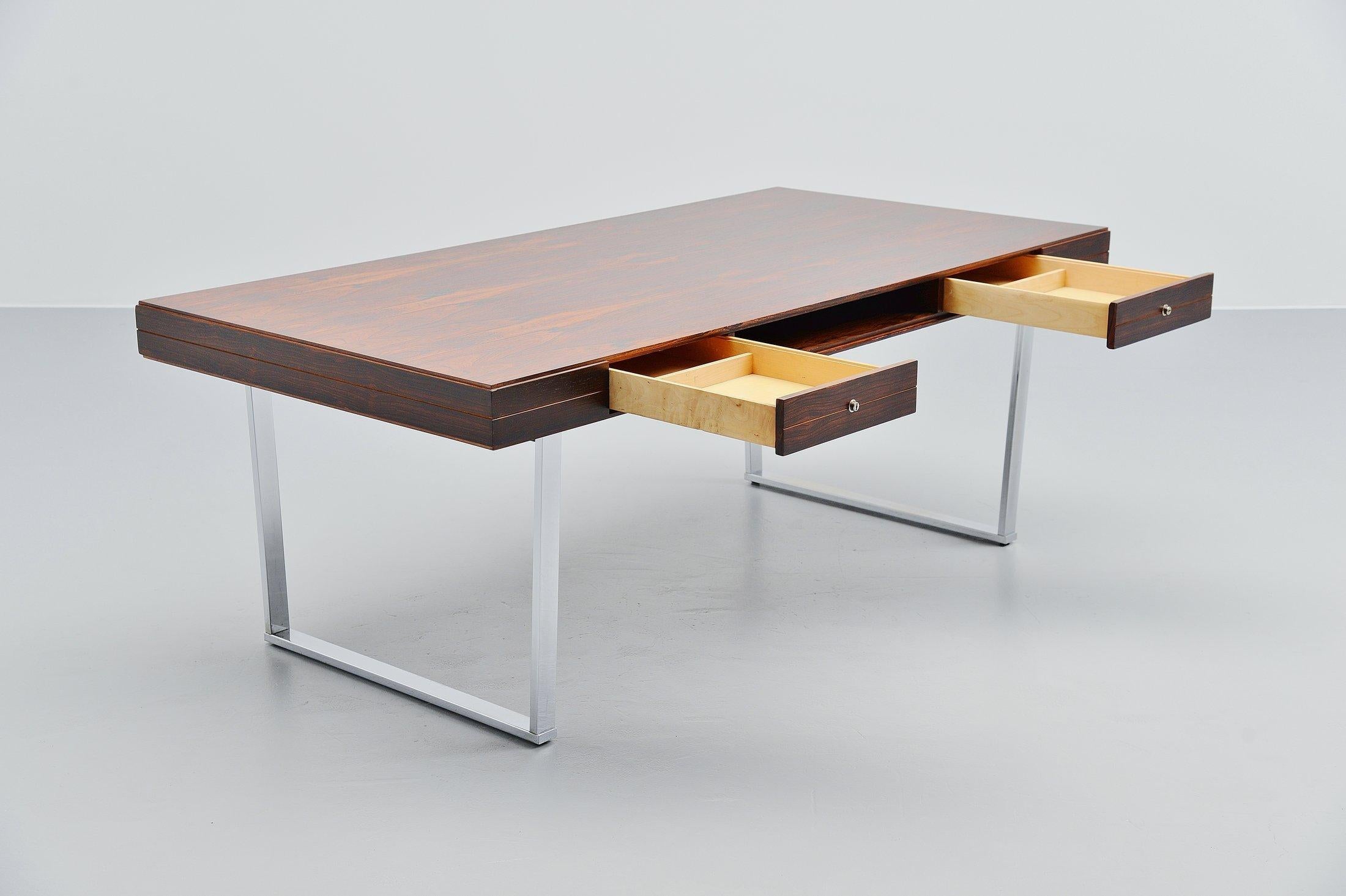 Plated Minimalistic Rosewood Desk Made in Denmark, 1960
