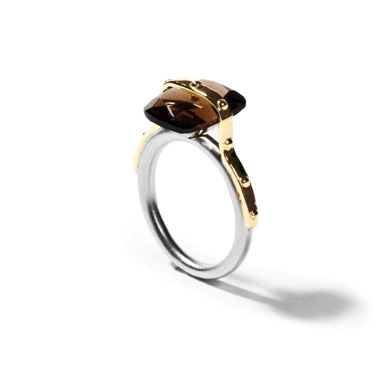 Anello minimalista di cristallo di quarzo fumé misterioso Safir German Kabirski In condizioni Nuovo in vendita a Bozeman, MT