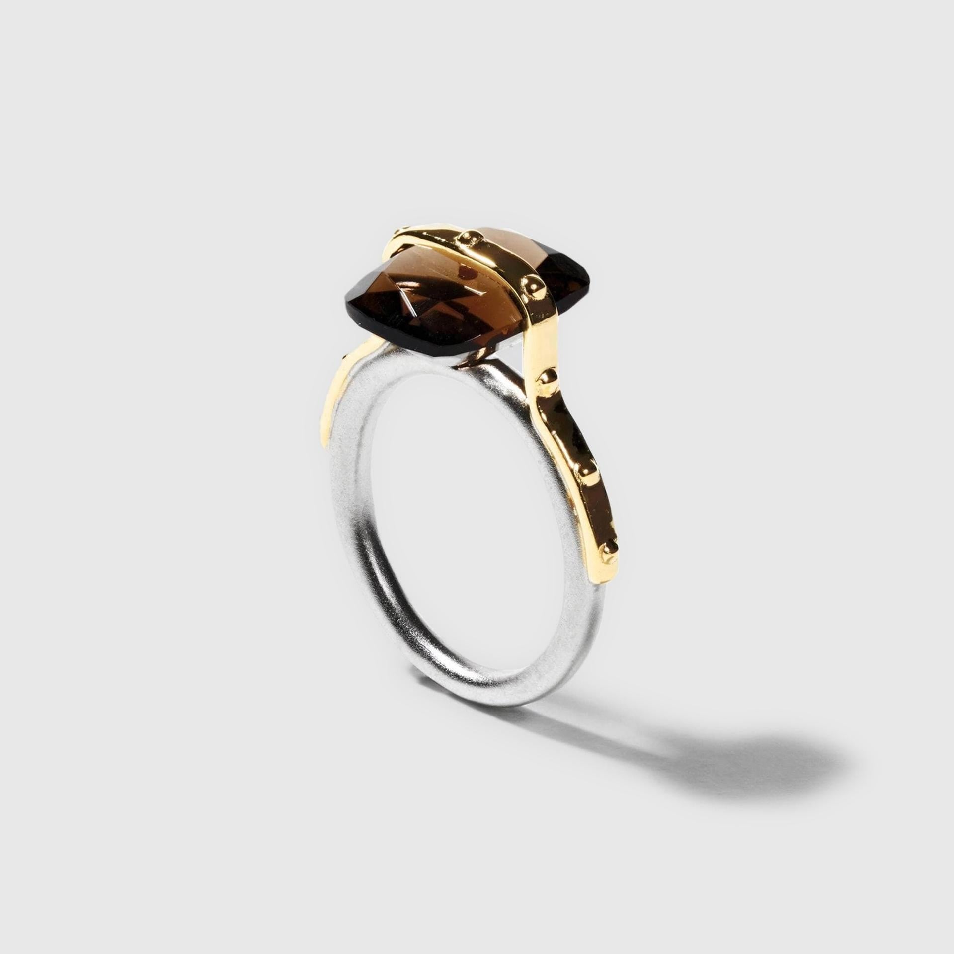 da uomo o donna Anello minimalista di cristallo di quarzo fumé misterioso Safir German Kabirski in vendita