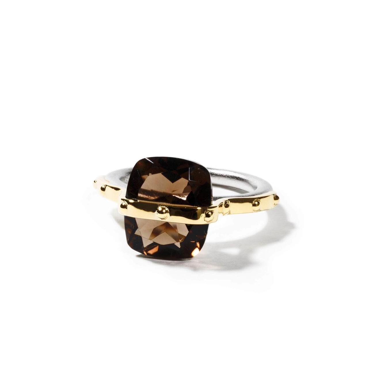Anello minimalista di cristallo di quarzo fumé misterioso Safir German Kabirski in vendita 1