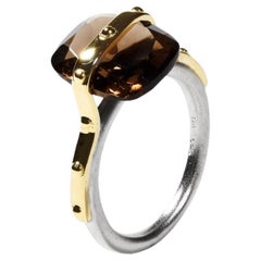 Anello minimalista di cristallo di quarzo fumé misterioso Safir German Kabirski