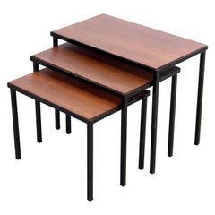 Minimalistic set of Teak side or Nesting Tables from Artimeta, Dutch design 1960