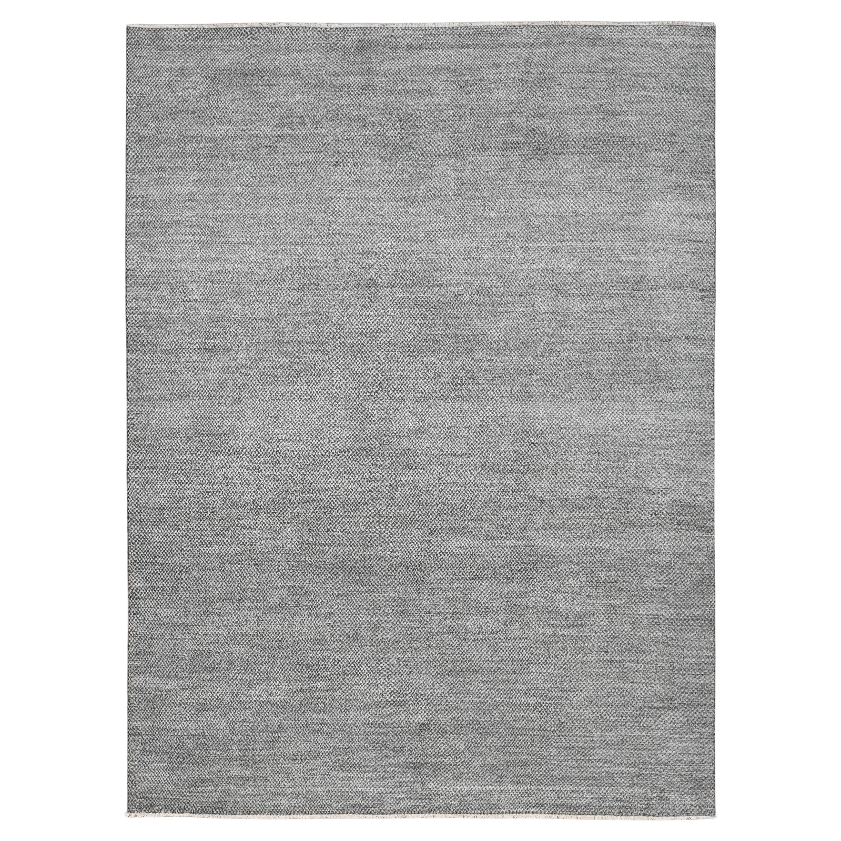 Minimalistisches strukturiertes Schwarz und Elfenbein  Vorleger 9'x12'