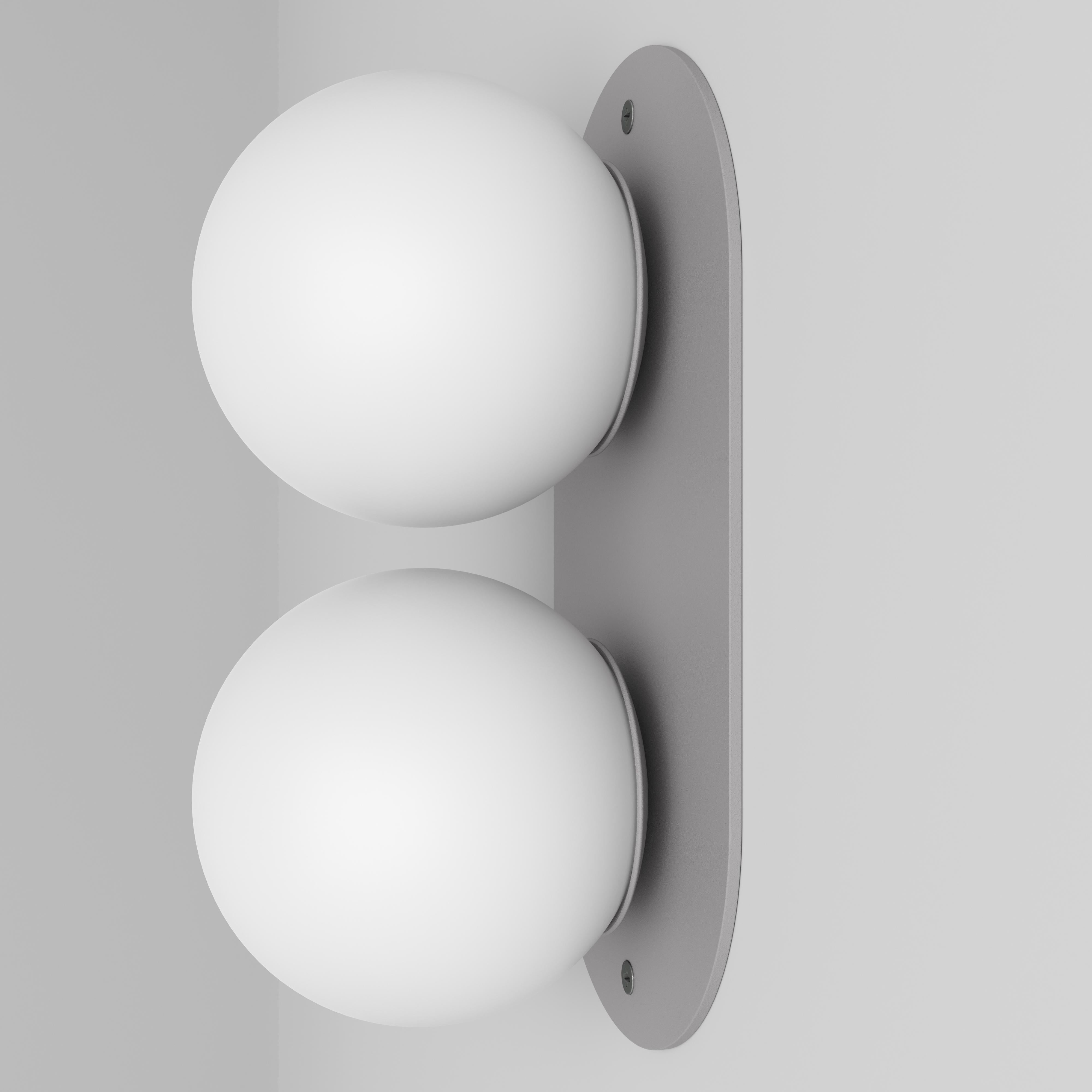 Contemporary Minimalistic Wall Lamp, Modern Steel Lighting, Glass Sphere Edition For Sale 2
