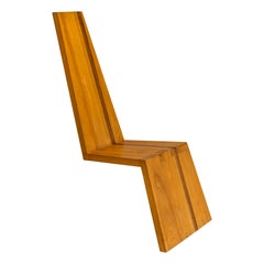 Minimalistic Wall Resting Chair In Oak by F. Weerkamp, Netherlands 1980's