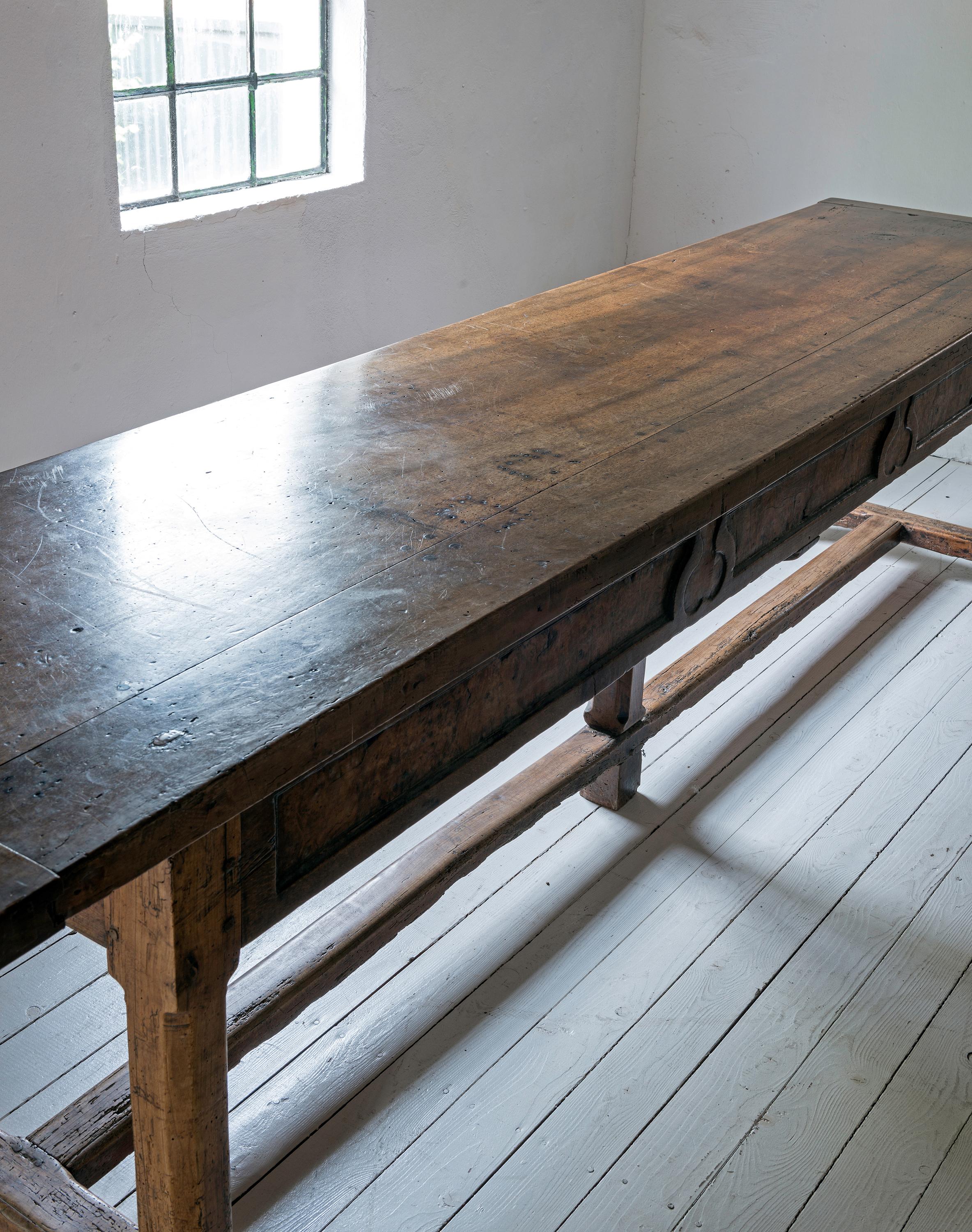 French Minimalistic Walnut 17th century table from the Château de Montredon For Sale