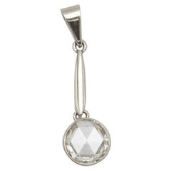 Pendentif minimaliste en or blanc avec diamants clairs de 0,60 carat de taille rose