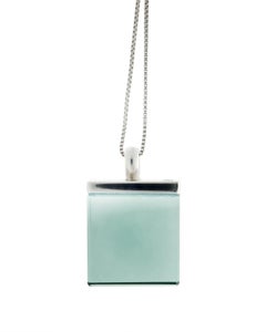Yellow Gold Contemporary Minimalistic Pendant Necklace with Minty Quartz