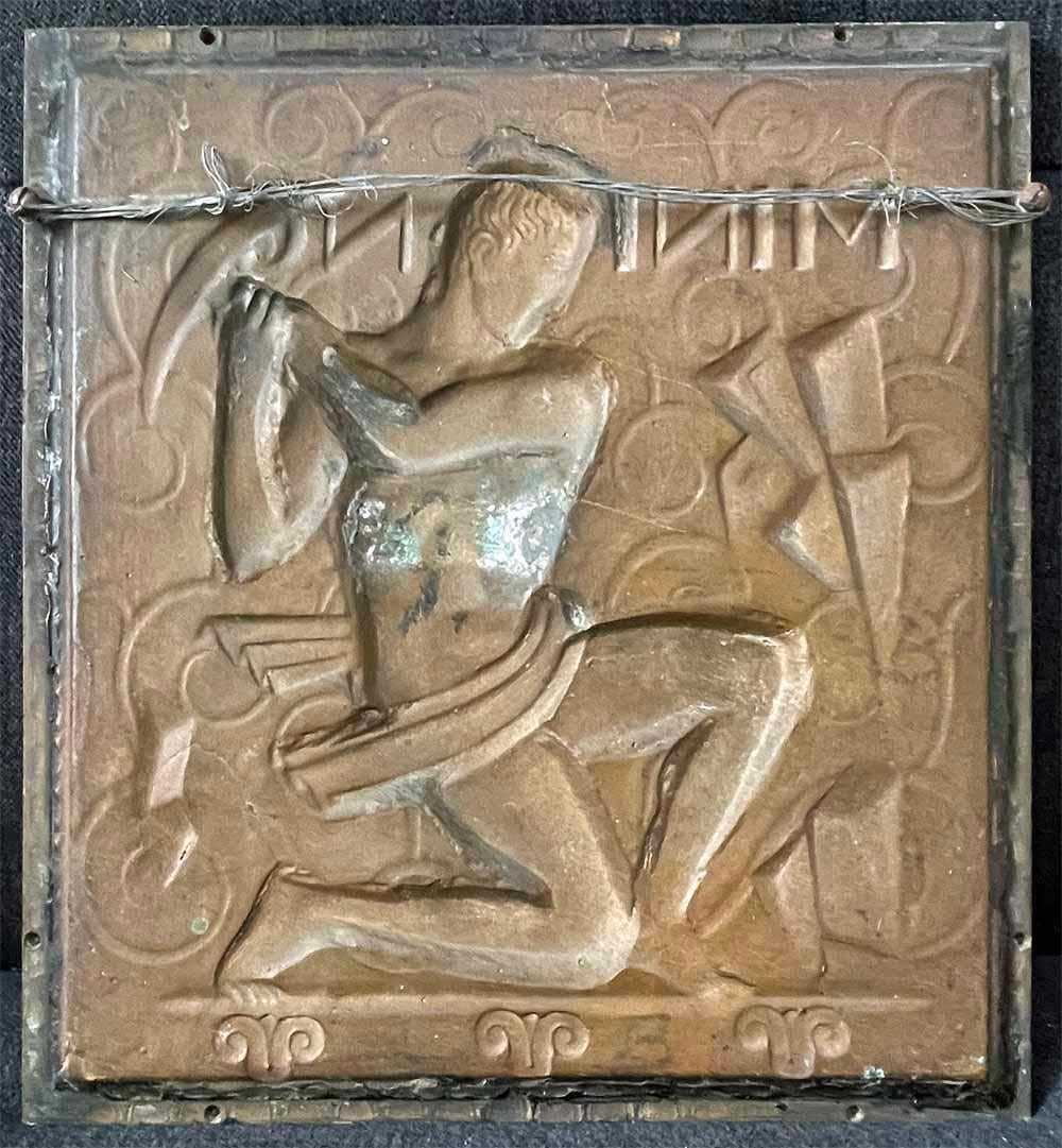 „Mining“, bedeutende, seltene Art-Déco-Bronzetafel, Fisher Bldg, Detroit von Maroti (amerikanisch) im Angebot