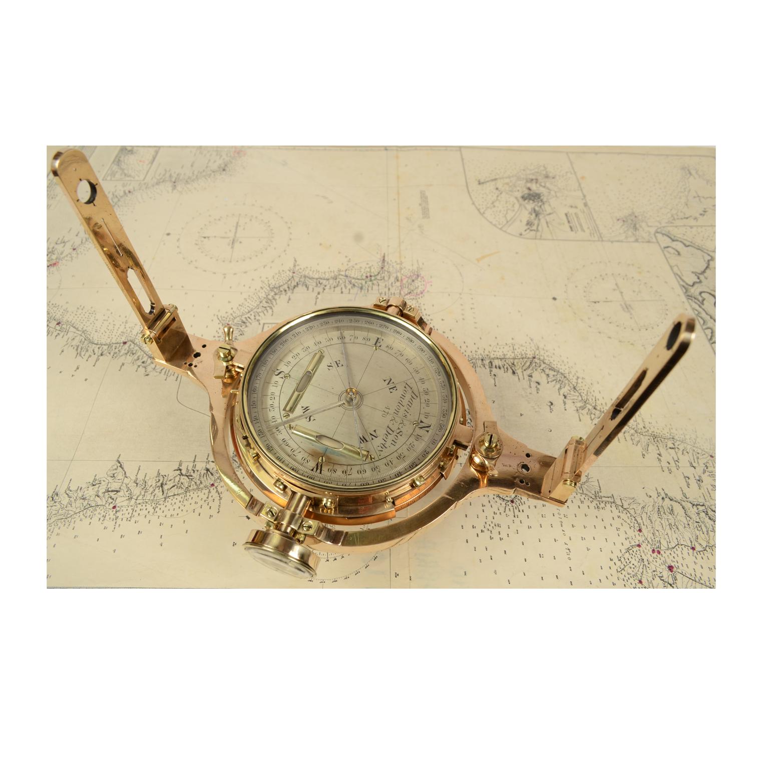 British Mining Topographic Compass Davis & Son London First Half of the 1800s