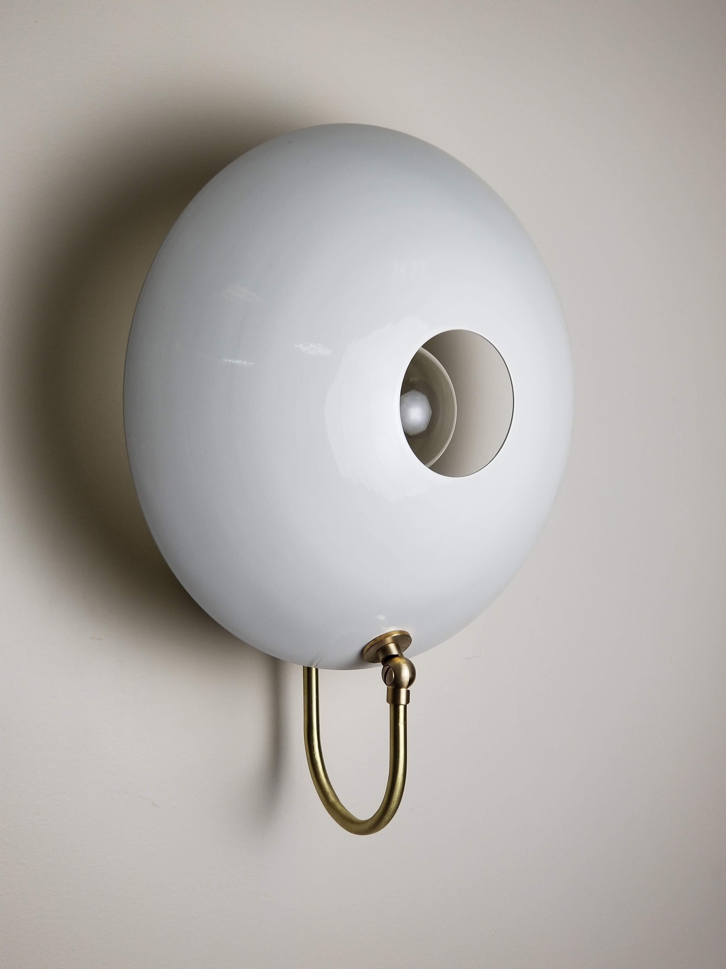 MiniPOP Wall Sconce in Brass + Gray Enamel by Blueprint Lighting In Excellent Condition For Sale In New York, NY