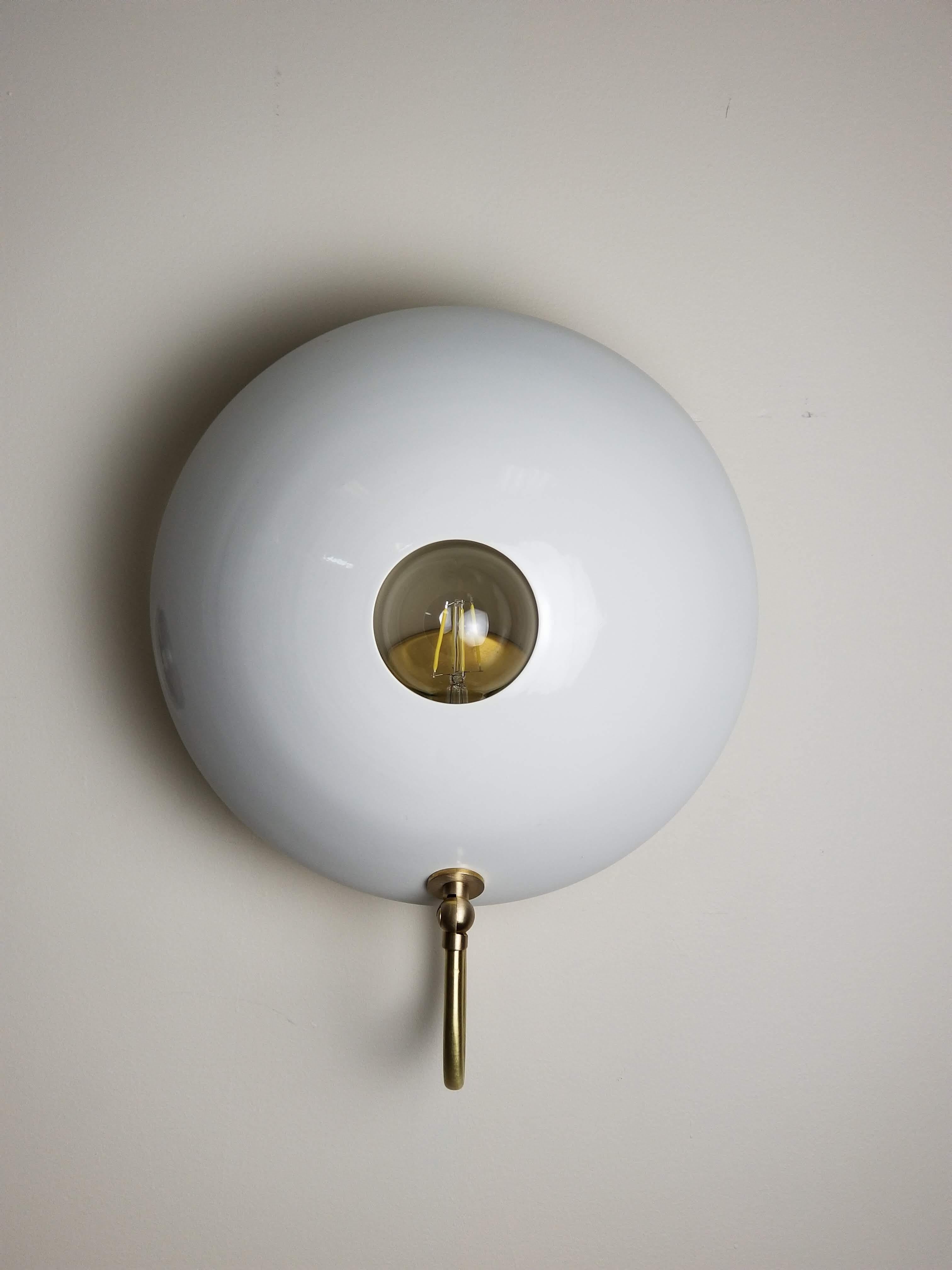 Contemporary MiniPOP Wall Sconce in Brass + Gray Enamel by Blueprint Lighting For Sale