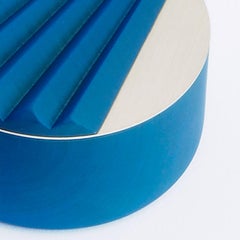 Mini Portrait Dot Jewelry Box Mirror or Blue Wood, Steel Sheet by Portego