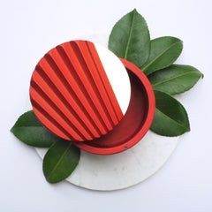 Miniportrait Dot Jewelry Box Mirror/ Coral Cherrywood, Steel Sheet by Portego