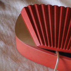 Miniportrait Oval Jewelry Box Mirror /Coral Cherrywood, Steel Sheet by Portego