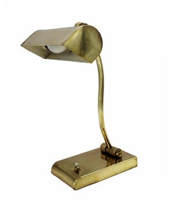 Ministerial Brass Table Lamp with Swivelling Lampshade, Italy, 1950s