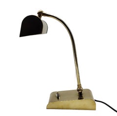 Ministerial Brass Table Lamp with Swivelling Lampshade, Italy 1950s