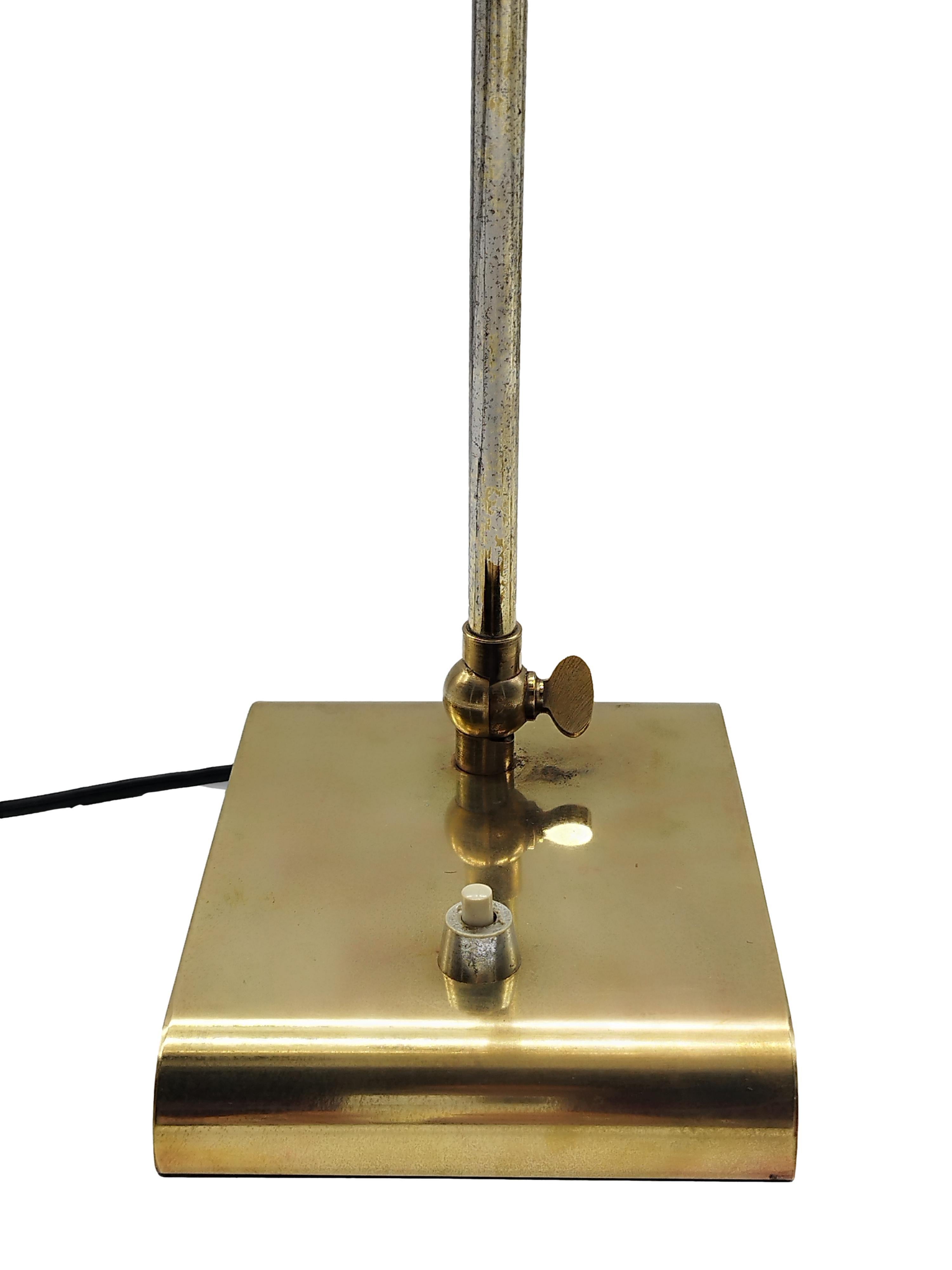 Ministerial Brass Table Lamp with Swivelling Lampshade, Italy 1950s For Sale 1