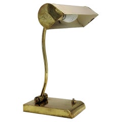 Ministerial Brass Table Lamp with Swivelling Lampshade, Italy, 1950s