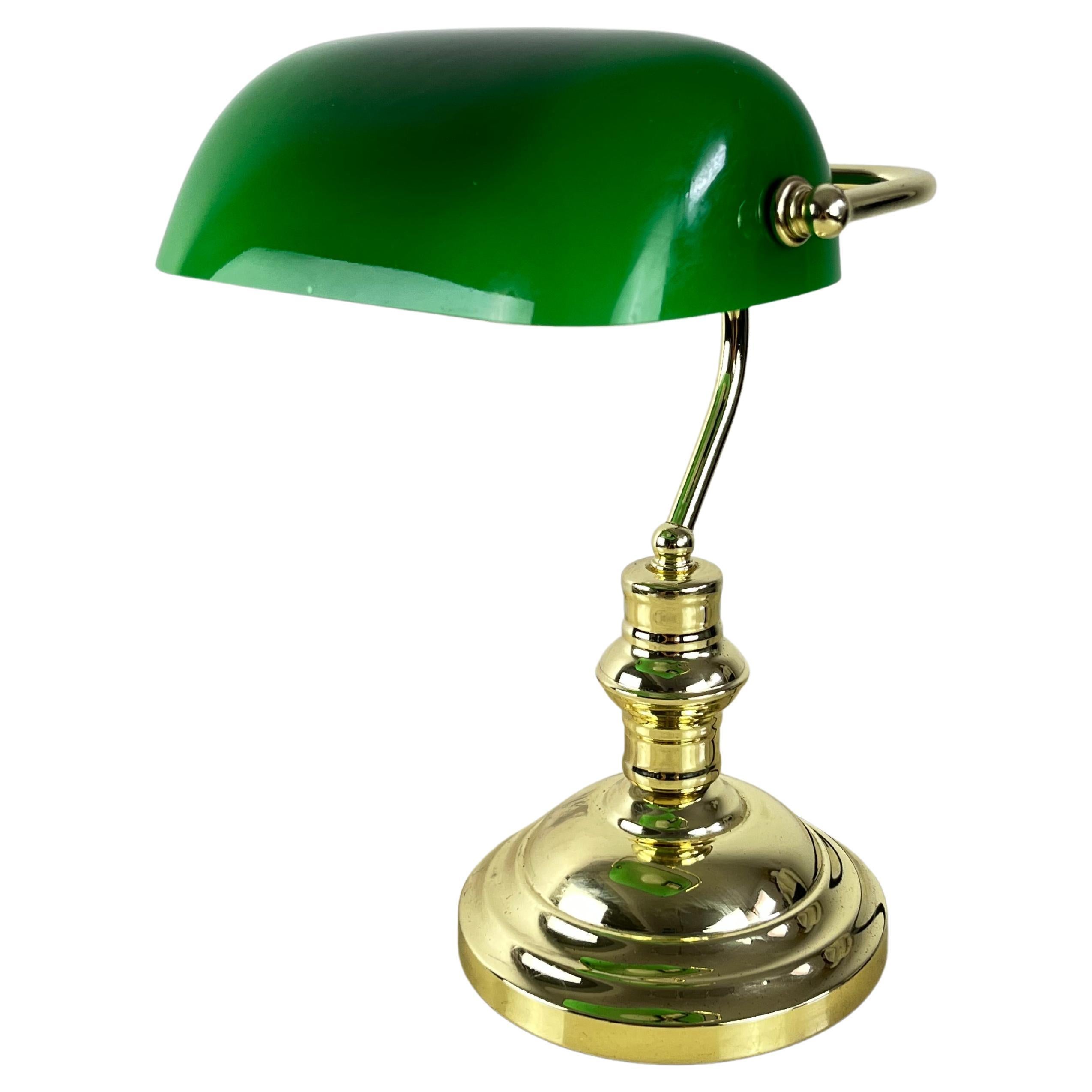 Ministerial Lamp in Gilded Metal and Colored Glass, Italy, 1980s For Sale