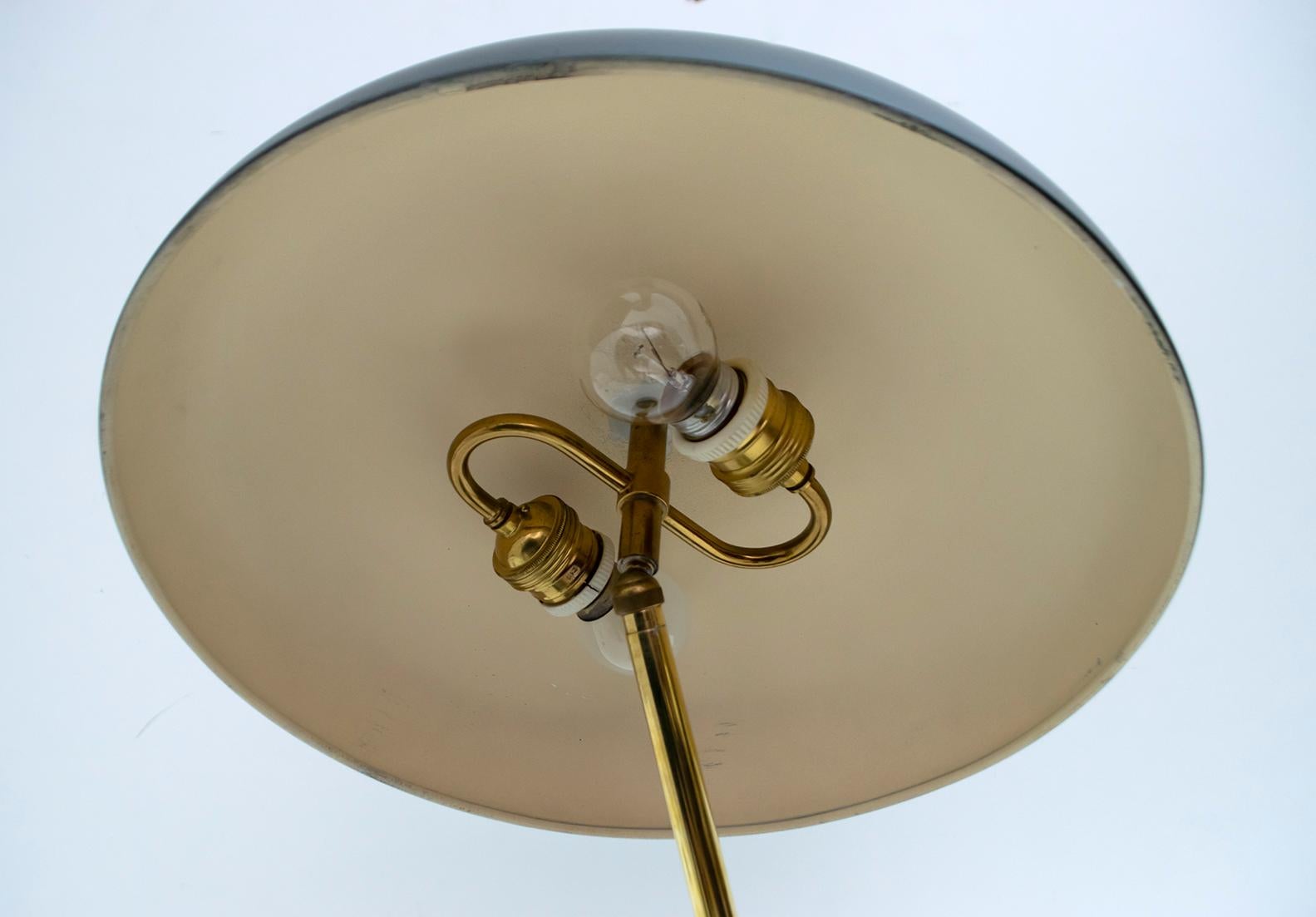 Aluminum Ministerial Mid-Century Modern Italian Adjustable Brass Table Lamp, 1950s For Sale