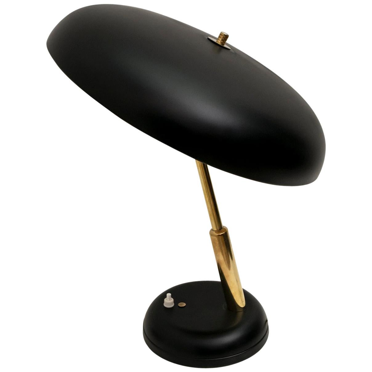 Ministerial Mid-Century Modern Italian Adjustable Brass Table Lamp, 1950s